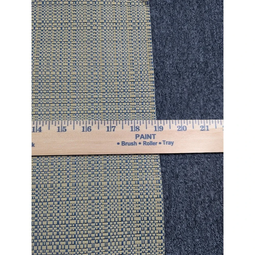 Chilewich Bamboo Woven Placemats Blue Cream Rectangular Set of 2 Table Mats